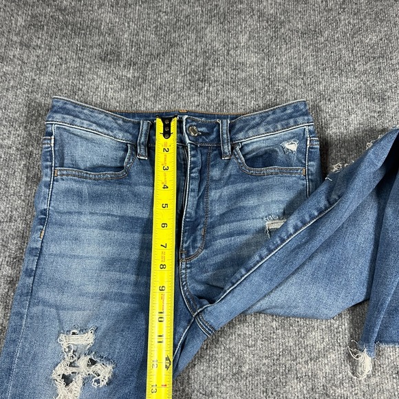 American Eagle Outfitters Super High Rise Jegging Jeans Womens 6 Blue Distressed - Picture 5 of 14